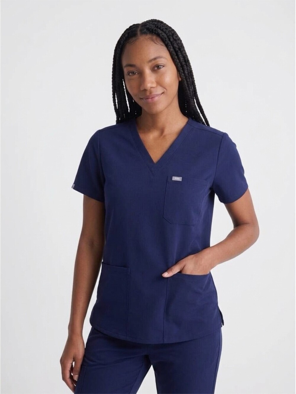Figs W_CasmaThree Pocket Scrub Top Short Sleeve Sz. Med. Color Navy NWOT